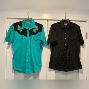 ONE (1) ELY DIAMOND & ONE (1) ELY CATTLEMAN Shirts Sz M